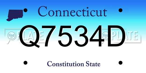 Q7534D Connecticut License Plate