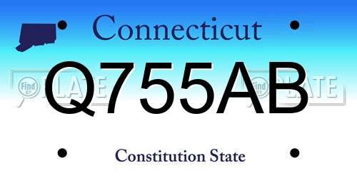 Q755AB Connecticut License Plate