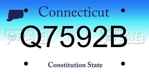 Q7592B Connecticut License Plate