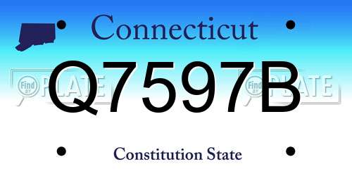 Q7597B Connecticut License Plate