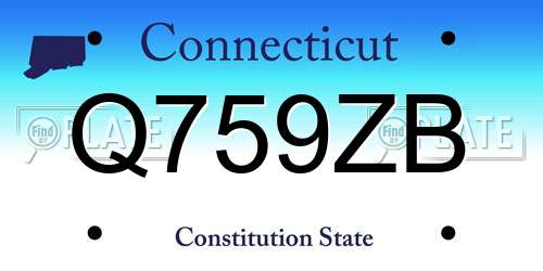 Q759ZB Connecticut License Plate