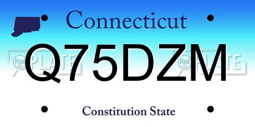 Q75DZM Connecticut License Plate