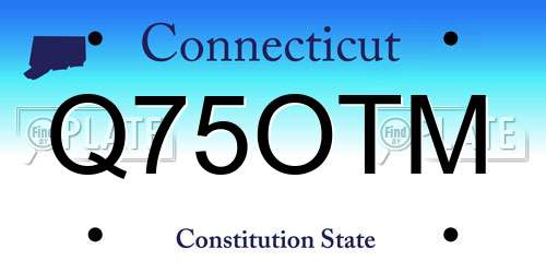 Q75OTM Connecticut License Plate