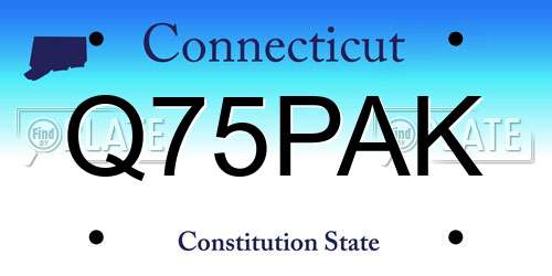 Q75PAK Connecticut License Plate