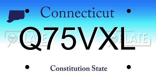 Q75VXL Connecticut License Plate