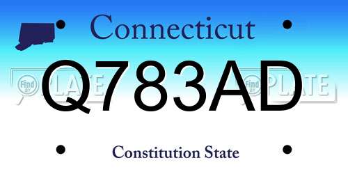 Q783AD Connecticut License Plate