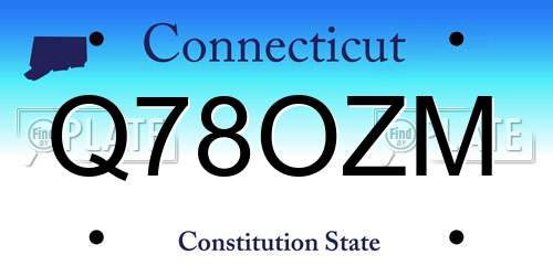 Q78OZM Connecticut License Plate