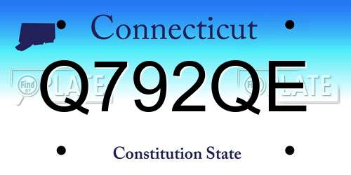 Q792QE Connecticut License Plate