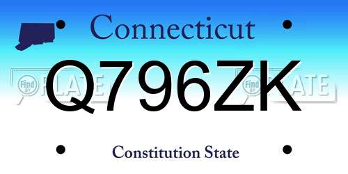 Q796ZK Connecticut License Plate