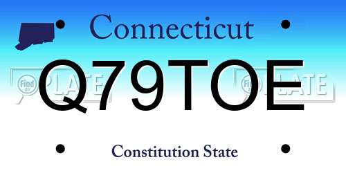 Q79TOE Connecticut License Plate