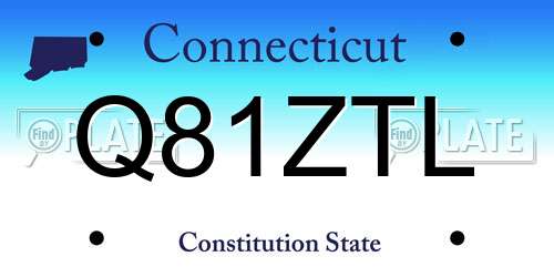 Q81ZTL Connecticut License Plate