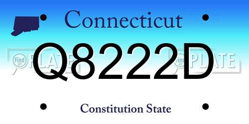 Q8222D Connecticut License Plate