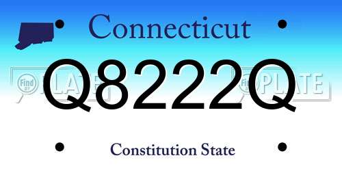Q8222Q Connecticut License Plate