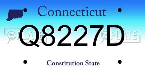 Q8227D Connecticut License Plate