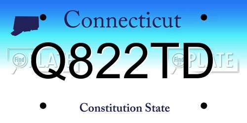 Q822TD Connecticut License Plate