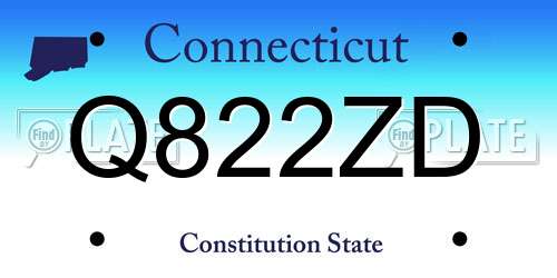 Q822ZD Connecticut License Plate