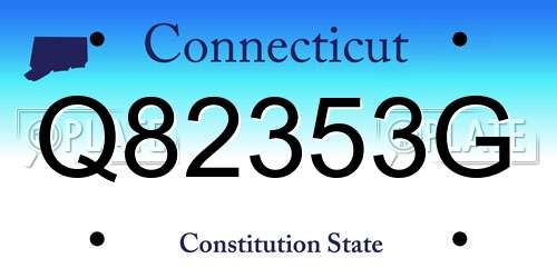 Q82353G Connecticut License Plate
