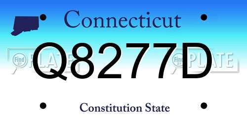 Q8277D Connecticut License Plate