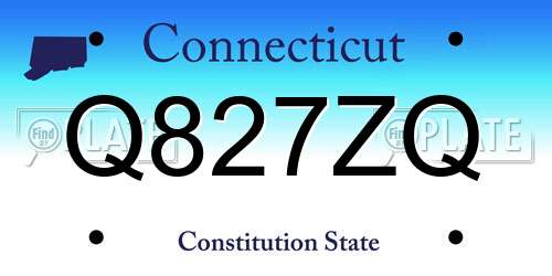 Q827ZQ Connecticut License Plate