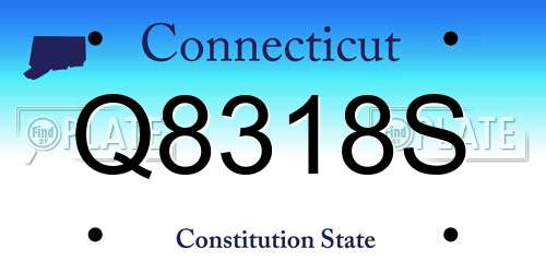 Q8318S Connecticut License Plate