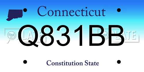 Q831BB Connecticut License Plate
