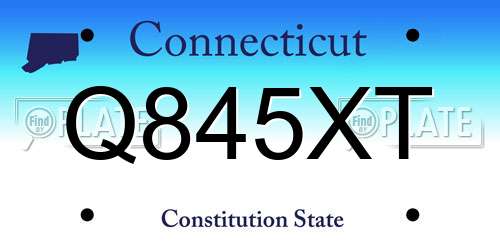 Q845XT Connecticut License Plate