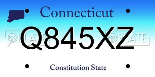 Q845XZ Connecticut License Plate