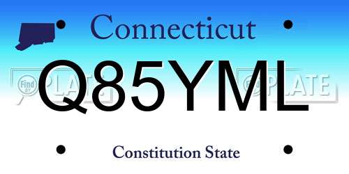 Q85YML Connecticut License Plate