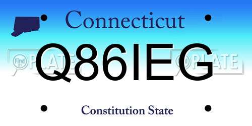 Q86IEG Connecticut License Plate