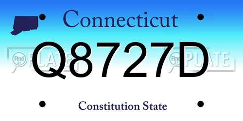 Q8727D Connecticut License Plate