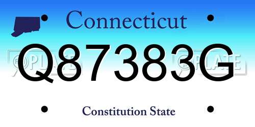 Q87383G Connecticut License Plate