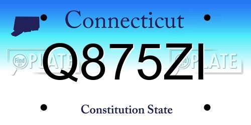 Q875ZI Connecticut License Plate