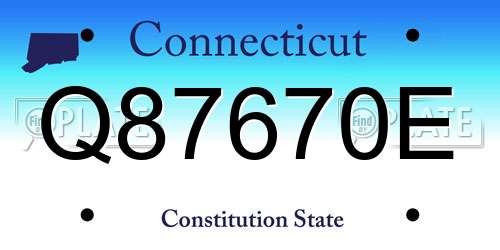 Q87670E Connecticut License Plate