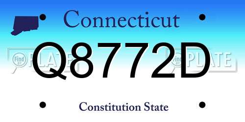 Q8772D Connecticut License Plate