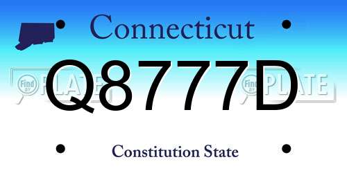 Q8777D Connecticut License Plate