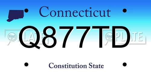 Q877TD Connecticut License Plate