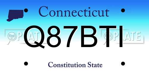 Q87BTI Connecticut License Plate