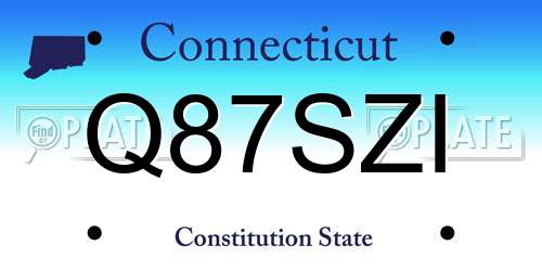 Q87SZI Connecticut License Plate