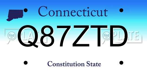 Q87ZTD Connecticut License Plate