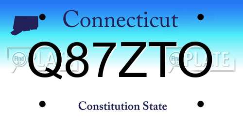 Q87ZTO Connecticut License Plate
