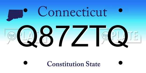 Q87ZTQ Connecticut License Plate