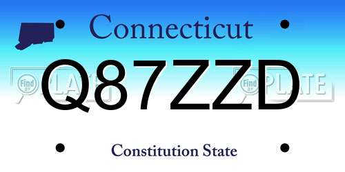 Q87ZZD Connecticut License Plate