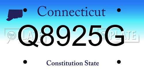 Q8925G Connecticut License Plate