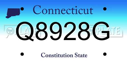 Q8928G Connecticut License Plate