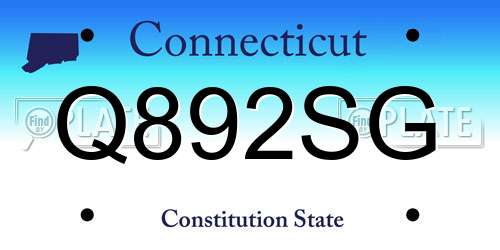 Q892SG Connecticut License Plate