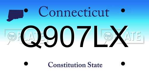 Q907LX Connecticut License Plate