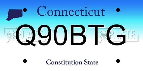 Q90BTG Connecticut License Plate
