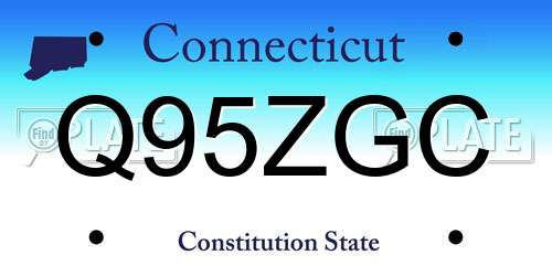 Q95ZGC Connecticut License Plate