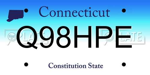 Q98HPE Connecticut License Plate