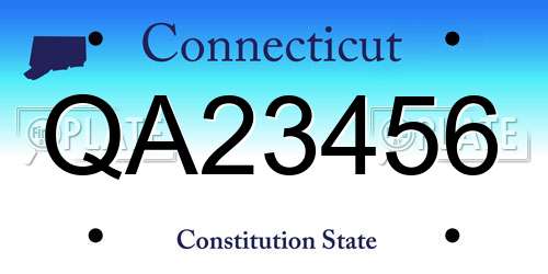 QA23456 Connecticut License Plate